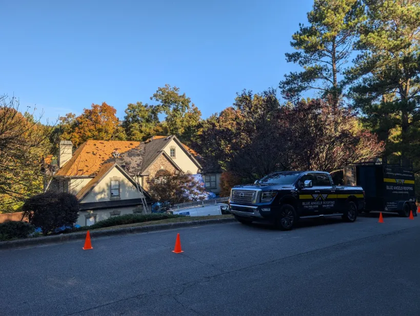 Blue Angels Roofing past projects showcasing high-quality residential, commercial, and exterior roofing services in Georgia and Alabama