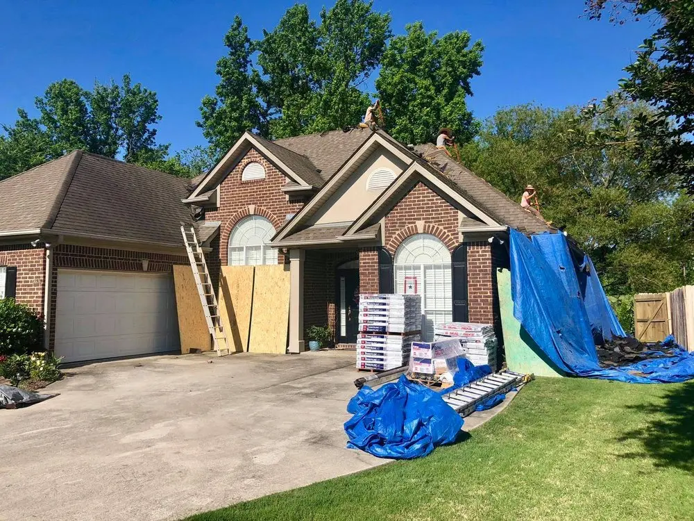 Blue Angels Roofing team performing emergency roof repairs in Alabama and Georgia to protect homes from storm and structural damage.