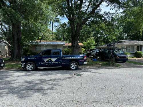 Blue Angels Roofing team performing a professional roof inspection in Alabama and Georgia to identify damage and ensure long-term protection.